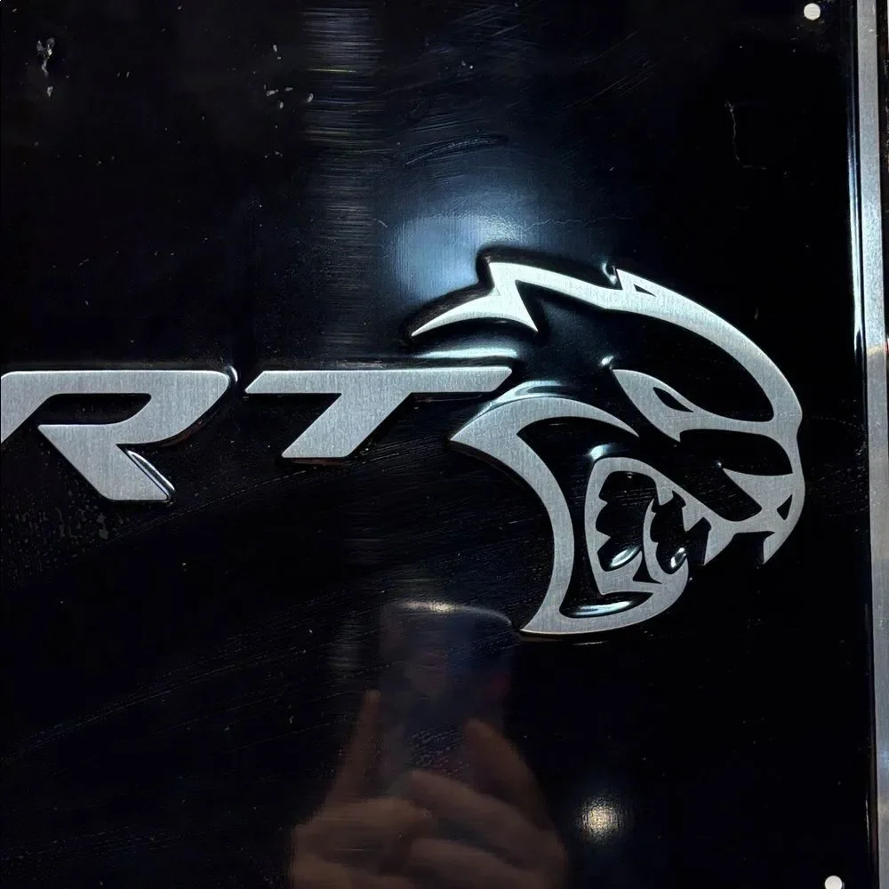 SRT Black and Silver Metal Sign